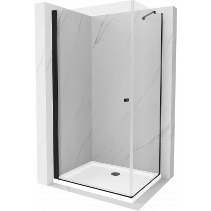 Mexen Pretoria, sprchovací kút 100 (dvere) x 90 (stena) cm, 6mm číre sklo, čierny profil + biela sprchová vanička, 852-100-090-70-00-4010B