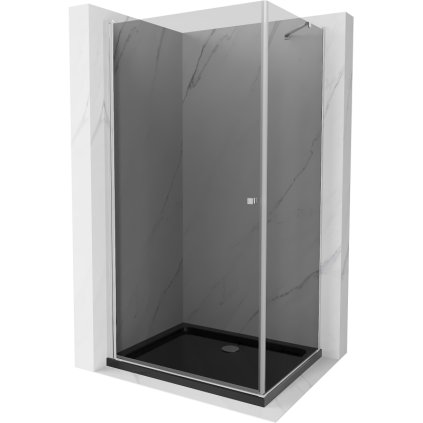 Mexen Pretoria, sprchovací kút 100 (dvere) x 120 (stena) cm, 6mm šedé sklo, chrómový profil + čierna sprchová vanička, 852-100-120-01-40-4070