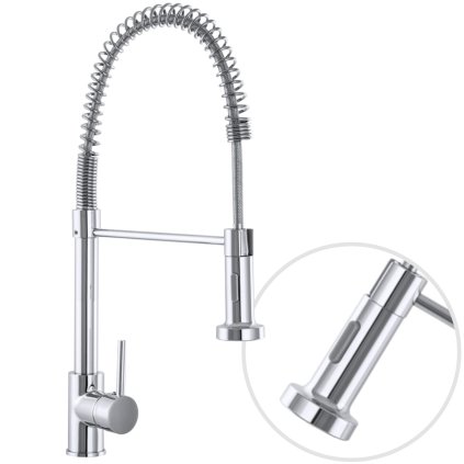 Gamma Spiral, stojanková drezová batéria s elastickou výlevkou, chrómová, GMA-BSL-CH