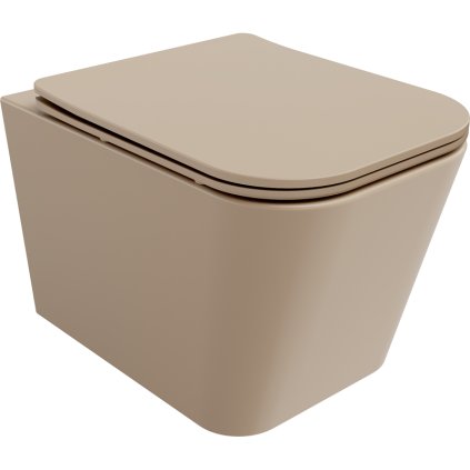 Mexen Teo Rimless, závesná wc misa 51x34,5x34 cm so sedátkom s pomalým dopadom z duroplastu, cappuccino matná, 30854064