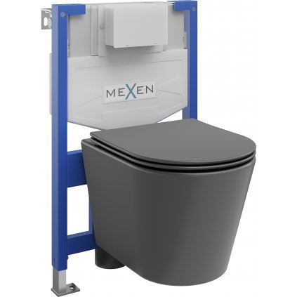 Mexen Fenix XS-F, podomietkový modul a závesné WC Rico so sedátkom s pomalým dopadom, tmavá šedá matná, 68030724071