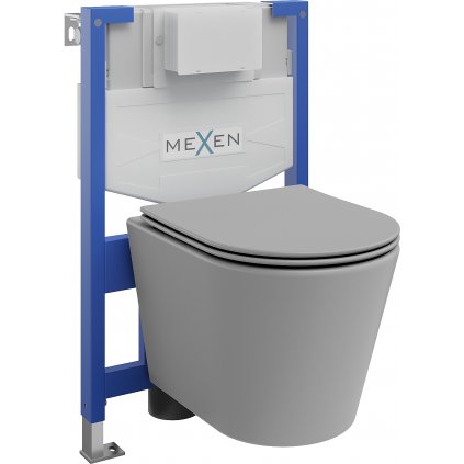 Mexen Fenix XS-F, podomietkový modul a závesné WC Rico so sedátkom s pomalým dopadom, svetlá šedá matná, 68030724061