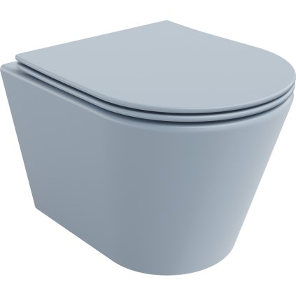 Mexen, Mexen Rico miska wc Rimless z deską wolnoopadającą slim, duroplast, szara-niebieska mat - 30724069