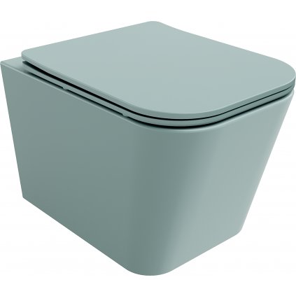 Mexen Teo, závesné WC Rimless s WC doskou slim, duroplast, zelená matná, 30854048