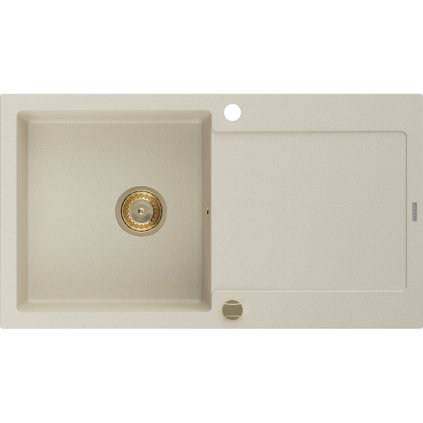 Mexen Leo, drez granitový 900x500x190 mm, 1-komorový, béžová so zlatým sifónom, 6501901010-69-G