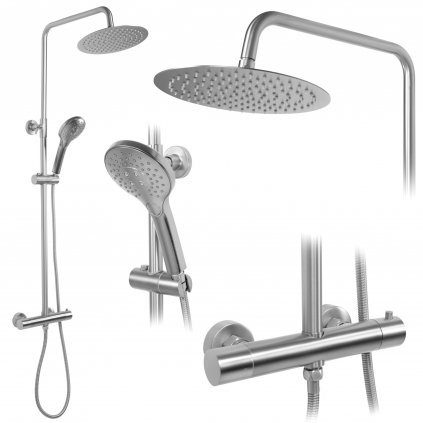 Rea Vincent, sprchový set s termostatickou batériou a dažďovou hlavicou 25cm, nikel matný, REA-P6603
