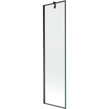 Mexen Next, vaňová zástena 1-krídlová 50 x 150 cm, fixné krídlo, 6 mm číre sklo s čiernym vzorom, čierny profil, 895-050-000-00-70-70
