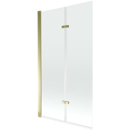 Mexen Castor, vaňová zástena 2-krídlová 100 x 150 cm, otočné krídlo, 6 mm číre sklo, zlatý profil, 892-100-002-50-00