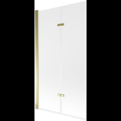Mexen Castor, vaňová zástena 2-krídlová 100 x 150 cm, otočné krídlo, 6 mm námraza sklo, zlatý profil, 892-100-002-50-30