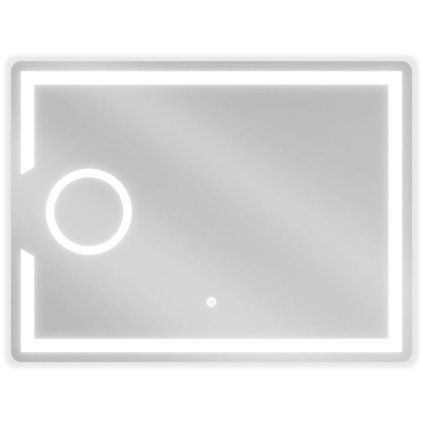 Mexen Onyx, LED kúpeľňové zrkadlo s podsvietením a kozmetickým zrkadielkom 80x60 cm, 6000K, ochrana proti zahmlievaniu, 9813-080-060-611-00