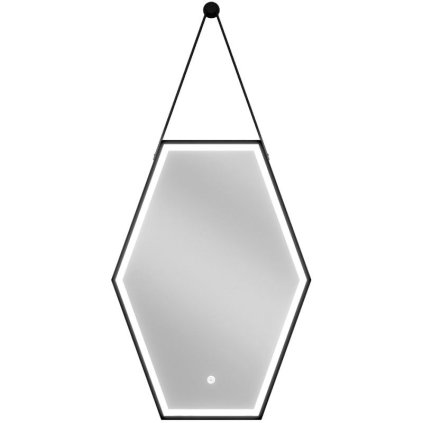 Mexen Orla, LED kúpeľňové zrkadlo s podsvietením a čiernym rámom 50x70 cm, 6000K, ochrana proti zahmlievaniu, 9815-050-070-611-70