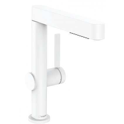 Hansgrohe Finoris, umývadlová batéria 230, s výpustom Push-Open a výsuvnou spŕškou, EcoSmart, biela matná, HAN-76063700