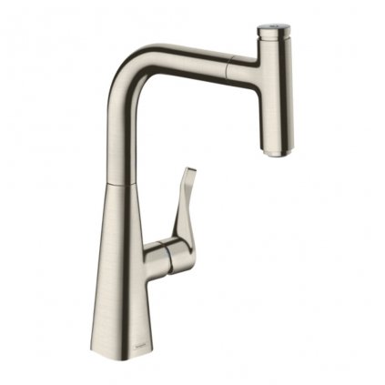 Hansgrohe Metris Select, páková drezová batéria 240 s vyťahovacím výtokom, vzhľad nerezový 14857800