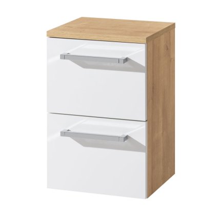 Mereo, Bino, kúpeľňová skrinka 50 cm, spodná, biela, dub, MER-CN674