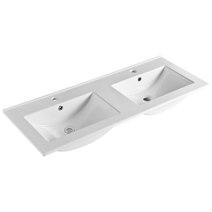 Mereo, Nábytkové dvojumývadlo SLIM, 121x46x18 cm, keramické, biele, MER-UC12146D