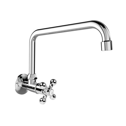 Mereo, Umývadlový kohútik nástenný, Retro Viktoria, s ramienkom otočným ø 18 mm - 230 mm, chróm, MER-CBL70104