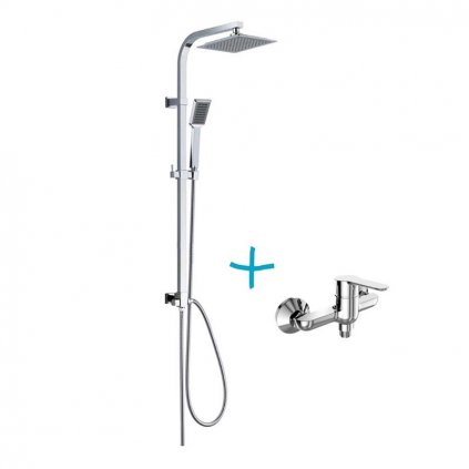 Mereo, Sprchová súprava Quatro, plastová hlavová sprcha a jednopolohová ručná sprcha vrátane batérie Zuna, MER-CB609AZ