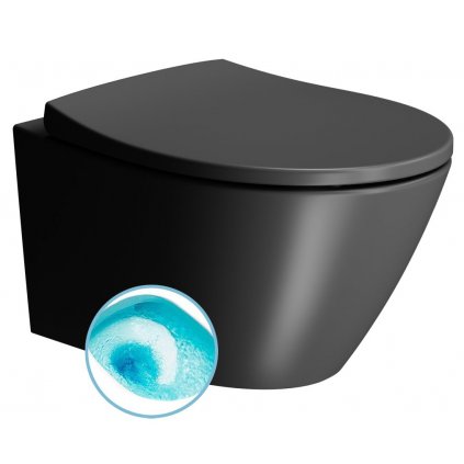 GSI, MODO závesná WC misa, Swirlflush, 37x52 cm, čierna dual-mat, 981626