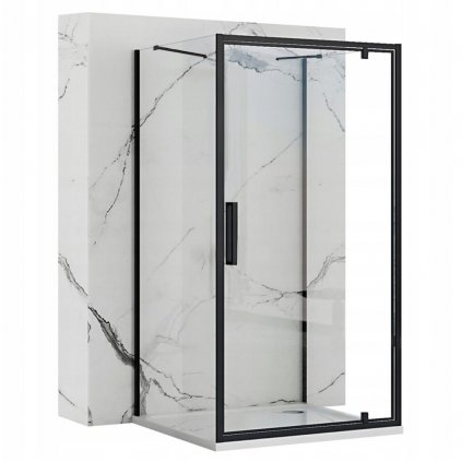 Rea Rapid Swing, 3-stenový sprchovací kút 120 (dvere) x 100 (stena) x 195 cm, 6mm číre sklo, čierny profil, KPL-009963