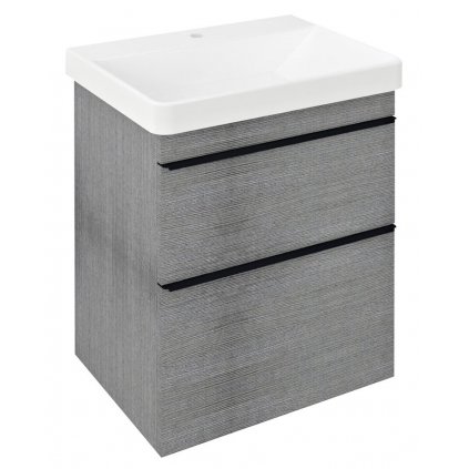 Sapho, SITIA umývadlová skrinka 56,4x70x44,2cm, 2x zásuvka, dub strieborný, SI060-1111