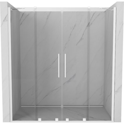 Mexen Velar Duo, posuvné dvere do otvoru 200x200 cm, 8mm číre sklo, biela, 871-200-000-02-20