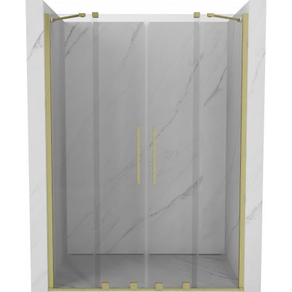 Mexen Velar Duo, posuvné dvere do otvoru 150x200 cm, 8mm číre sklo, zlatá matná, 871-150-000-02-55