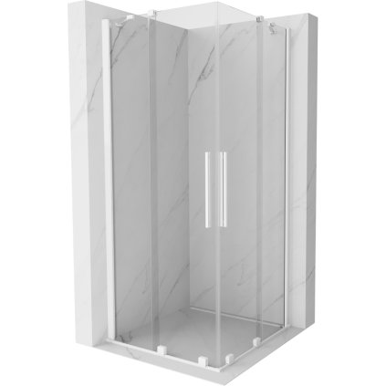 Mexen Velar Duo, sprchový kút s posuvnými dverami 90(dvere) x 90(dvere) cm, 8mm číre sklo, biela, 871-090-090-02-20