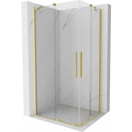 Mexen Velar Duo, sprchový kút s posuvnými dverami 90(dvere) x 80(dvere) cm, 8mm číre sklo, zlatý matný profil, 871-090-080-02-55