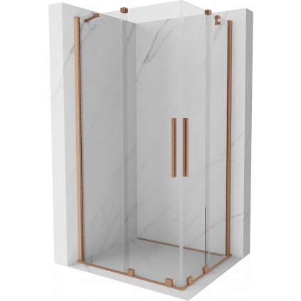 Mexen Velar Duo, sprchový kút s posuvnými dverami 100(dvere) x 90(dvere) cm, 8mm číre sklo, medená matná profil, 871-100-090-02-65