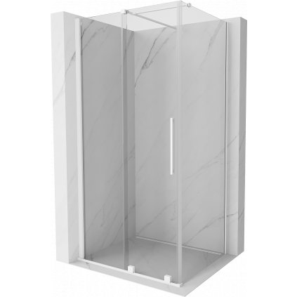 Mexen Velar, sprchový kút s posuvnými dverami 130(dvere) x 100(stena) cm, 8mm číre sklo, biela, 871-130-100-01-20