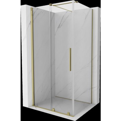 Mexen Velar, sprchový kút s posuvnými dverami 90(dvere) x 100(stena) cm, 8mm číre sklo, zlatá lesklá, 871-090-100-01-50