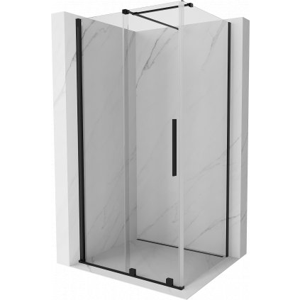 Mexen Velar, sprchový kút s posuvnými dverami 110(dvere) x 85(stena) cm, 8mm číre sklo, čierna matná, 871-110-085-01-70