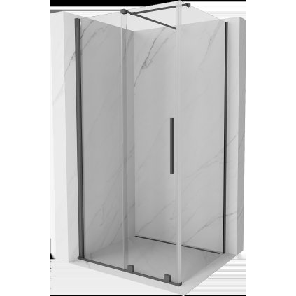 Mexen Velar, sprchový kút s posuvnými dverami 110(dvere) x 75(stena) cm, 8mm číre sklo, grafitová matná, 871-110-075-01-66