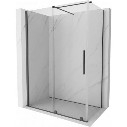 Mexen Velar, sprchový kút s posuvnými dverami 150(dvere) x 90(stena) cm, 8mm číre sklo, grafitová matná, 871-150-090-01-66