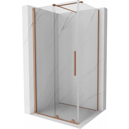 Mexen Velar, sprchový kút s posuvnými dverami 110(dvere) x 120(stena) cm, 8mm číre sklo, medená matná, 871-110-120-01-65