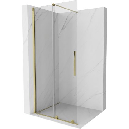 Mexen Velar, posuvné dvere do otvoru typ Walk-In 100 cm, 8mm číre sklo, zlatá lesklá, 871-100-000-03-50