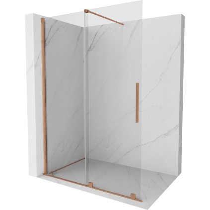 Mexen Velar, posuvné dvere do otvoru typ Walk-In 130 cm, 8mm číre sklo, medená matná, 871-130-000-03-65