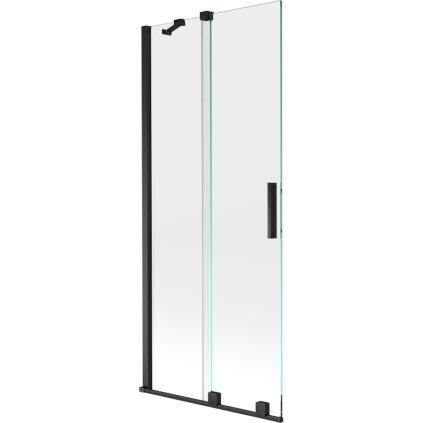 Mexen Velar, 2-krídlová posuvná vaňová zástena 85 x 150 cm, 8mm číre sklo, čierna matná, 896-085-000-01-70