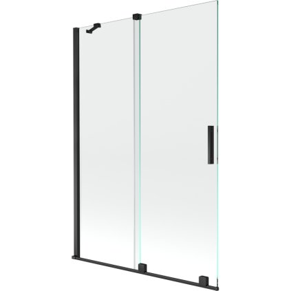 Mexen Velar, 2-krídlová posuvná vaňová zástena 120 x 150 cm, 8mm číre sklo, čierna matná, 896-120-000-01-70
