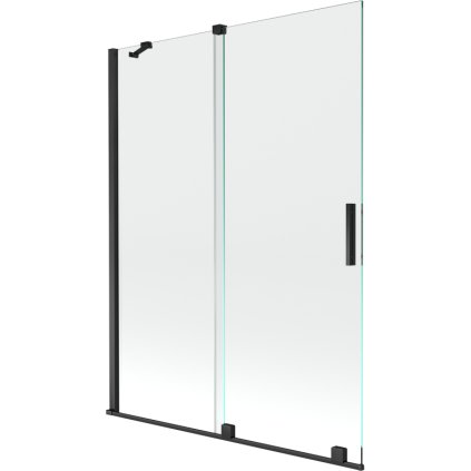 Mexen Velar, 2-krídlová posuvná vaňová zástena 130 x 150 cm, 8mm číre sklo, čierna matná, 896-130-000-01-70