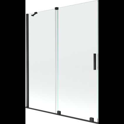 Mexen Velar, 2-krídlová posuvná vaňová zástena 140 x 150 cm, 8mm číre sklo, čierna matná, 896-140-000-01-70