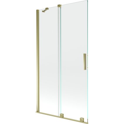 Mexen Velar, 2-krídlová posuvná vaňová zástena 100 x 150 cm, 8mm číre sklo, zlatý lesklý profil, 896-100-000-01-50