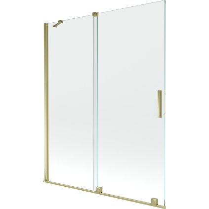 Mexen Velar, 2-krídlová posuvná vaňová zástena 140 x 150 cm, 8mm číre sklo, zlatý lesklý profil, 896-140-000-01-50