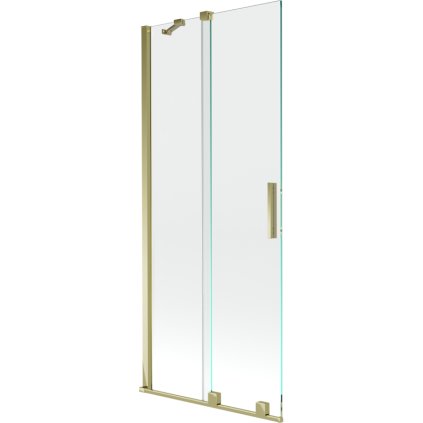 Mexen Velar, 2-krídlová posuvná vaňová zástena 85 x 150 cm, 8mm číre sklo, zlatý matný profil, 896-085-000-01-55