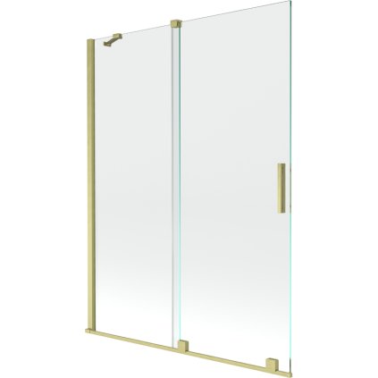 Mexen Velar, 2-krídlová posuvná vaňová zástena 130 x 150 cm, 8mm číre sklo, zlatý matný profil, 896-130-000-01-55
