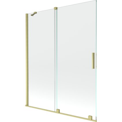 Mexen Velar, 2-krídlová posuvná vaňová zástena 140 x 150 cm, 8mm číre sklo, zlatý matný profil, 896-140-000-01-55