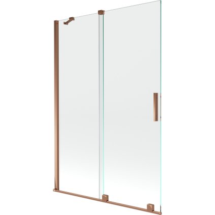 Mexen Velar, 2-krídlová posuvná vaňová zástena 120 x 150 cm, 8mm číre sklo, ružové zlato, 896-120-000-01-60