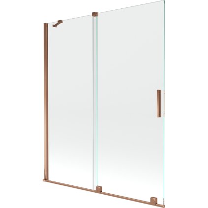 Mexen Velar, 2-krídlová posuvná vaňová zástena 140 x 150 cm, 8mm číre sklo, ružové zlato, 896-140-000-01-60