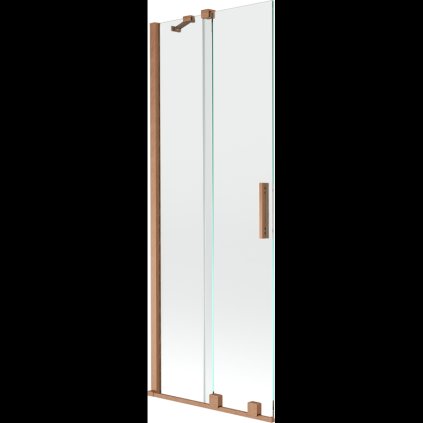 Mexen Velar, 2-krídlová posuvná vaňová zástena 75 x 150 cm, 8mm číre sklo, medená matná, 896-075-000-01-65