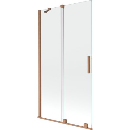 Mexen Velar, 2-krídlová posuvná vaňová zástena 100 x 150 cm, 8mm číre sklo, medená matná, 896-100-000-01-65